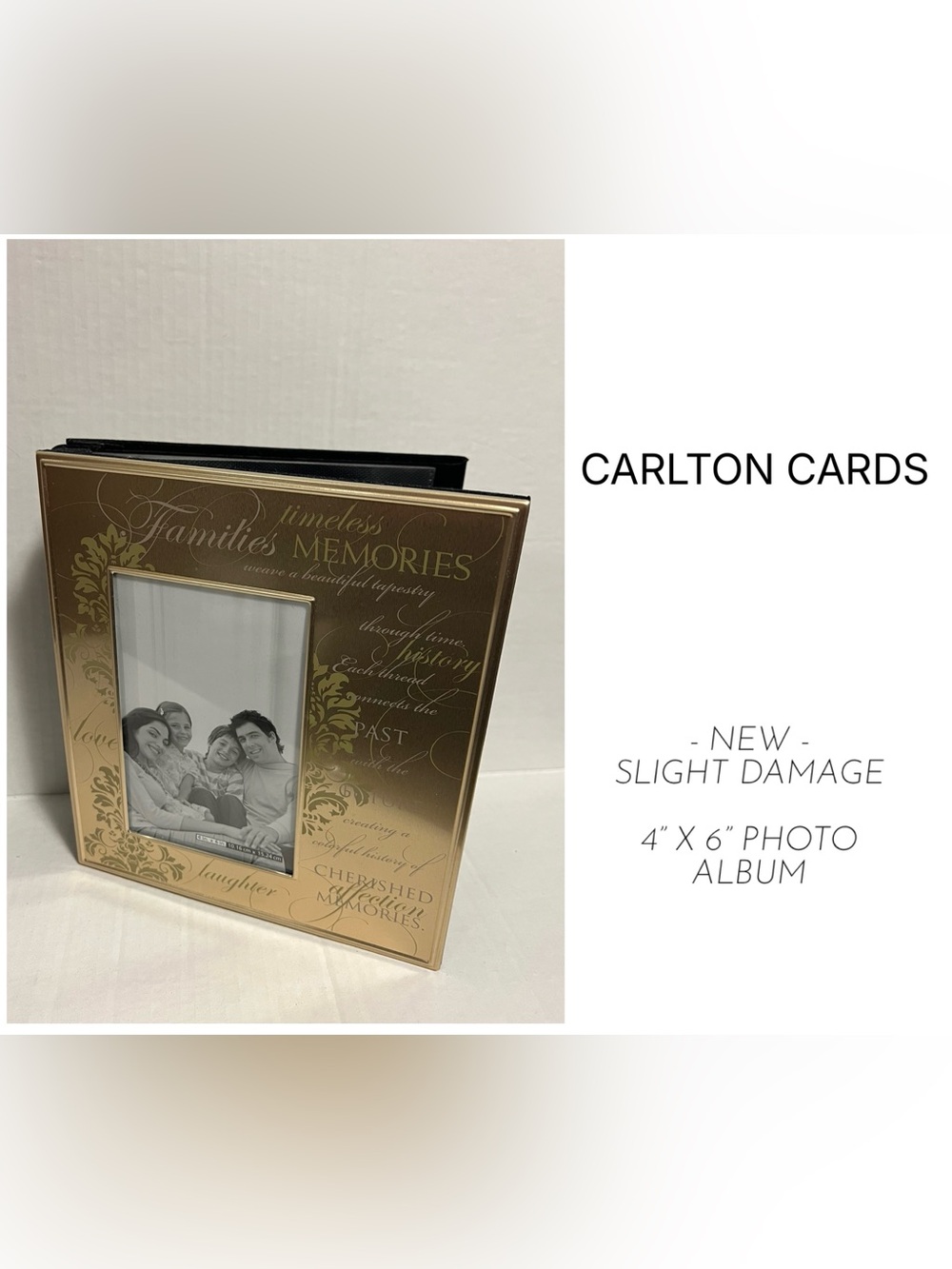 CARLTON CARDS - NEW SLIGHT DAMAGE - GOLD PHOTO ALBUM / BOOK